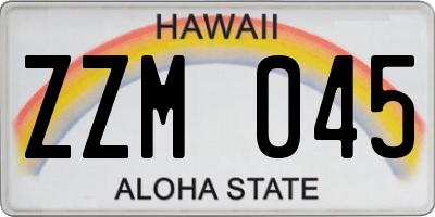 HI license plate ZZM045