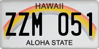 HI license plate ZZM051