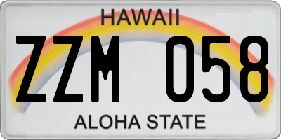 HI license plate ZZM058