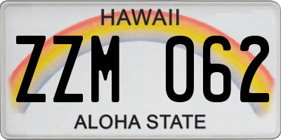 HI license plate ZZM062