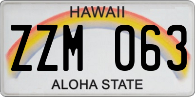 HI license plate ZZM063