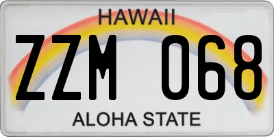 HI license plate ZZM068