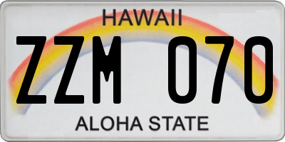 HI license plate ZZM070