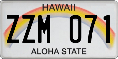 HI license plate ZZM071