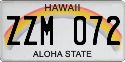 HI license plate ZZM072