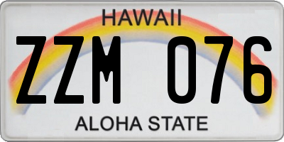 HI license plate ZZM076