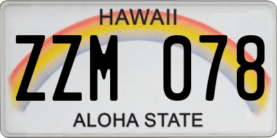 HI license plate ZZM078