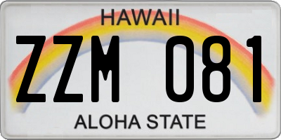 HI license plate ZZM081