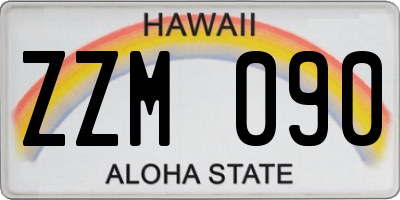 HI license plate ZZM090