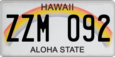 HI license plate ZZM092