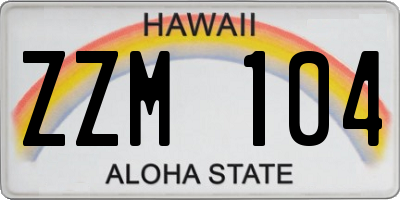 HI license plate ZZM104