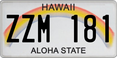 HI license plate ZZM181