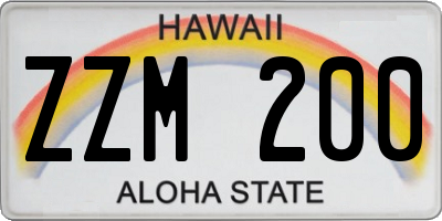 HI license plate ZZM200