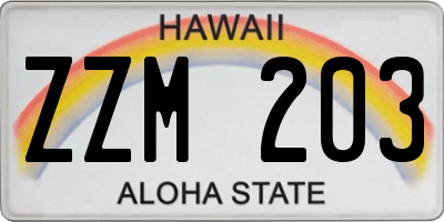 HI license plate ZZM203