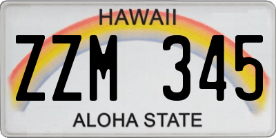 HI license plate ZZM345