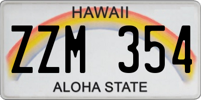 HI license plate ZZM354
