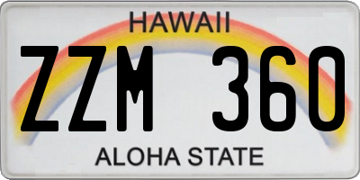 HI license plate ZZM360