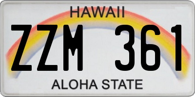 HI license plate ZZM361