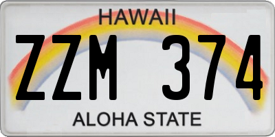 HI license plate ZZM374