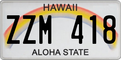 HI license plate ZZM418