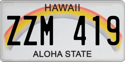 HI license plate ZZM419