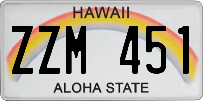 HI license plate ZZM451