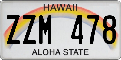 HI license plate ZZM478