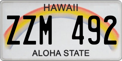 HI license plate ZZM492