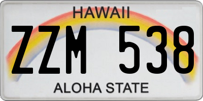 HI license plate ZZM538