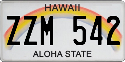 HI license plate ZZM542