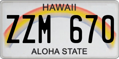 HI license plate ZZM670