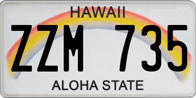 HI license plate ZZM735