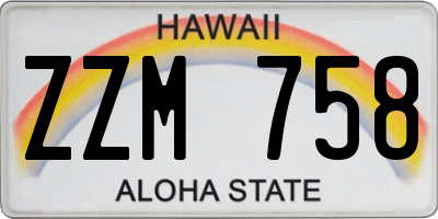 HI license plate ZZM758