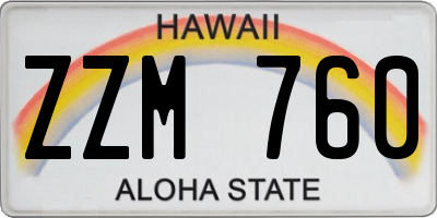 HI license plate ZZM760