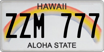 HI license plate ZZM777