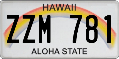 HI license plate ZZM781