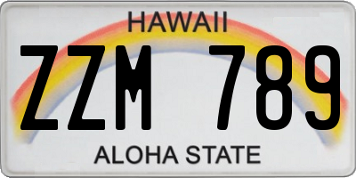 HI license plate ZZM789