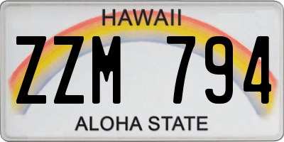 HI license plate ZZM794