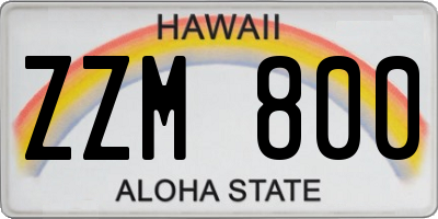 HI license plate ZZM800