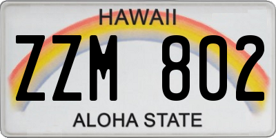 HI license plate ZZM802