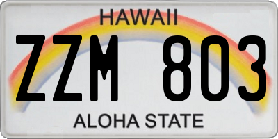 HI license plate ZZM803