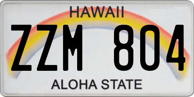 HI license plate ZZM804