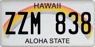 HI license plate ZZM838