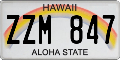 HI license plate ZZM847