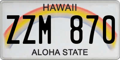 HI license plate ZZM870