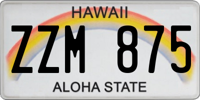 HI license plate ZZM875