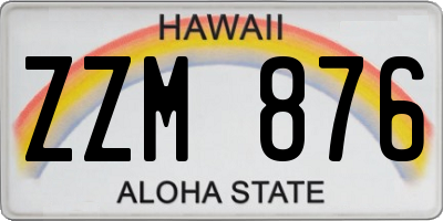 HI license plate ZZM876