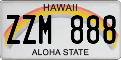 HI license plate ZZM888