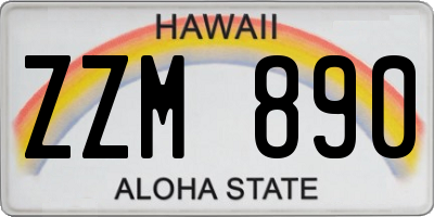 HI license plate ZZM890