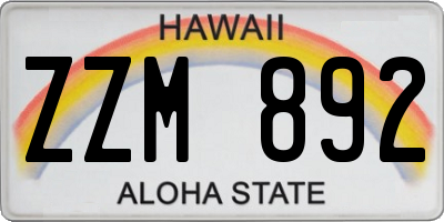 HI license plate ZZM892